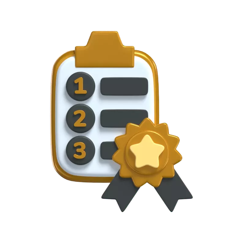 Winner List With A Badge 3D Icon Model