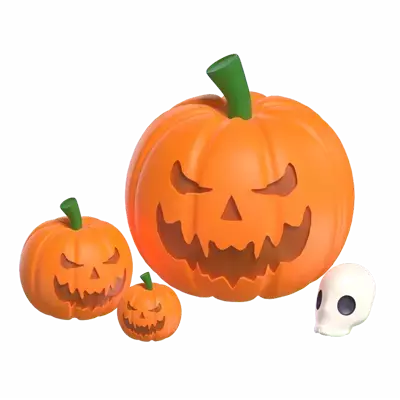 Pumpkin & Skull Halloween 3D Graphic