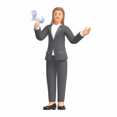 Saleswoman With Megaphone 3D Illustration