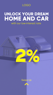 Home And Car Loan Interest Promotion Low Rates 3D Template
