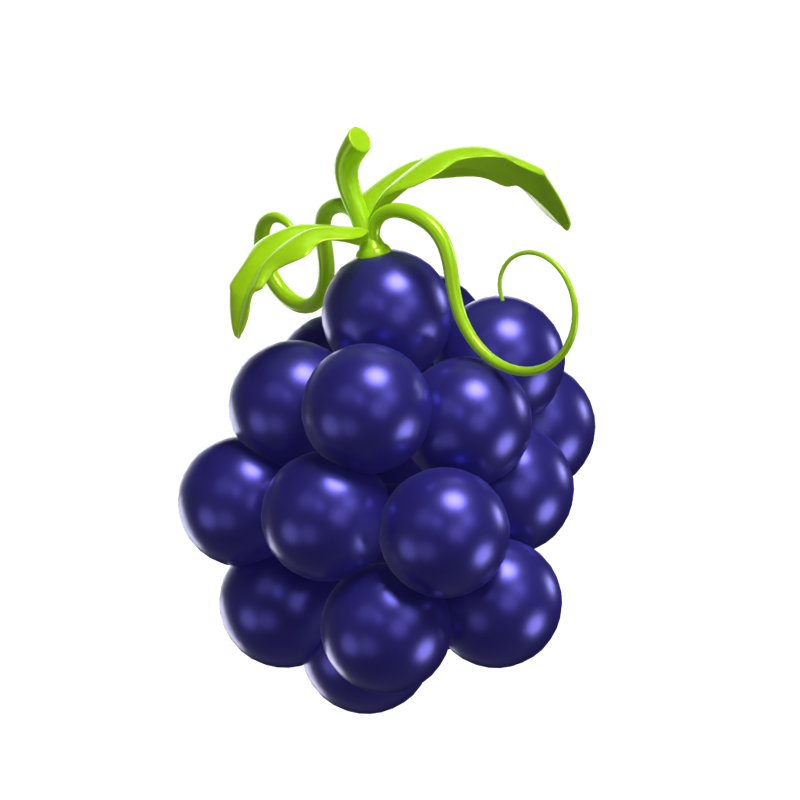 Grapes 3D Fruit Icon Model 3D Graphic