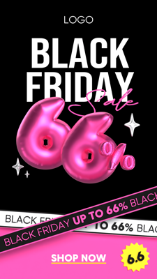 Black Friday Sale Ribbon With Inflated Text Decoration And Ribbon 3D Template