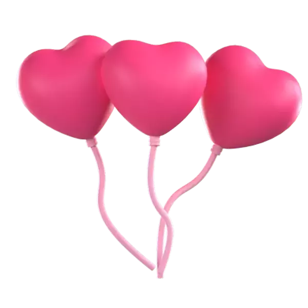 Heart Shaped Balloons 3D Graphic