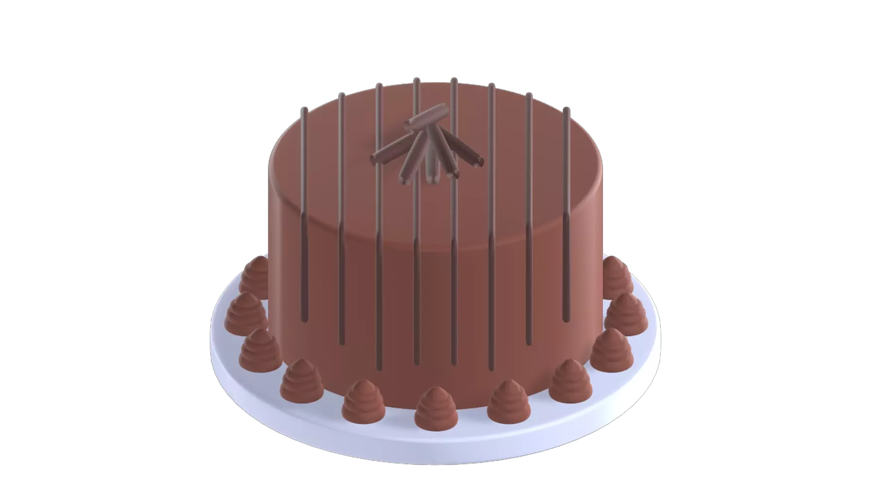 Cake With Chocolate Rolls 3D Graphic