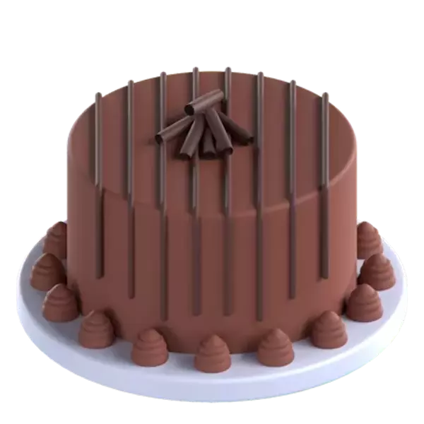 Cake With Chocolate Rolls 3D Graphic