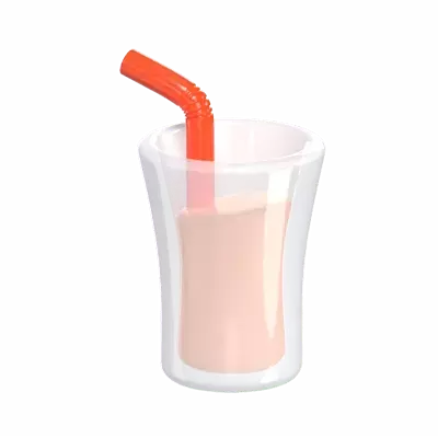 3D Juice Inside A Glass With A Straw 3D Graphic