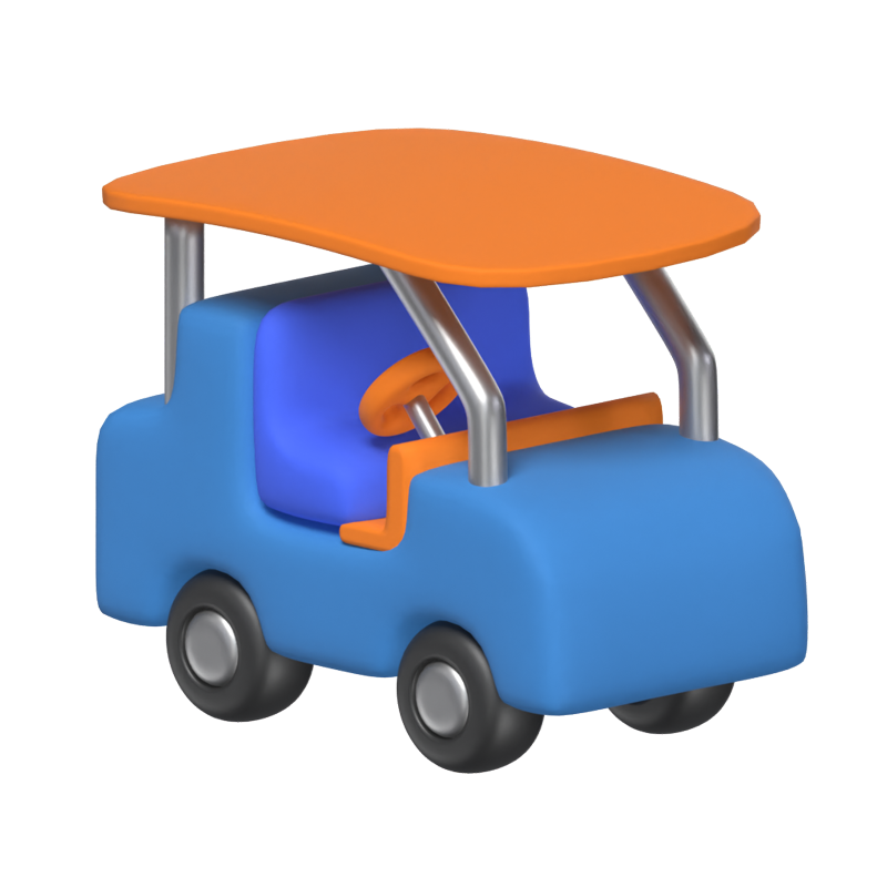 3D Four Wheeled Golf Car 3D Graphic