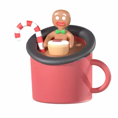 Gingerbread Man In A Mug 3D Graphic