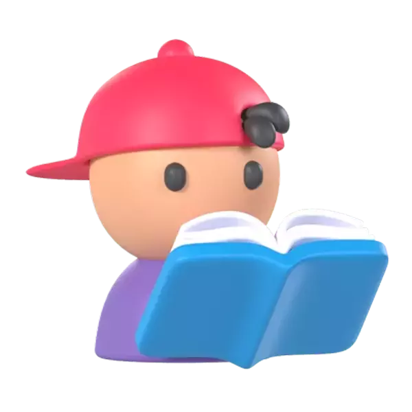 Boy Reading Book 3D Graphic