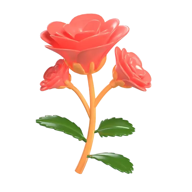 3D Begonia Flower Model Three Blossoms