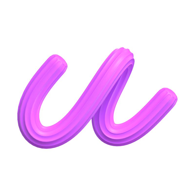 U Letter 3D Shape Creamy Text