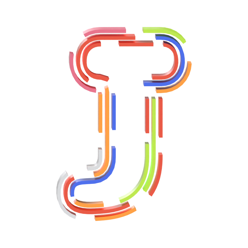 J Letter 3D Shape Stripe Text 3D Graphic