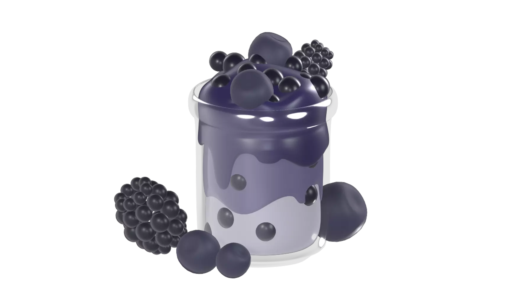 Berry Bubble Tea 3D Graphic