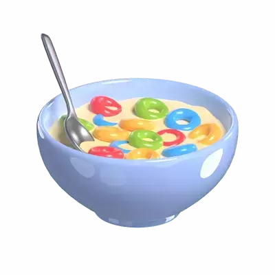  Morning Crunch A 3D Dive Into The Cereal Bowl Delight 3D Graphic
