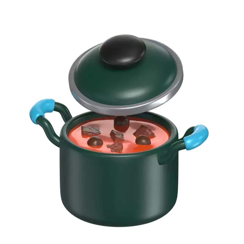 3D Stew In An Opened Pot 3D Graphic
