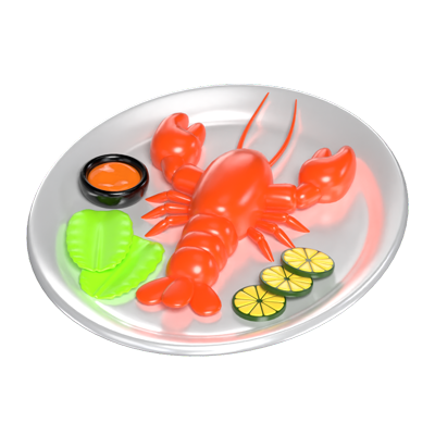 3D Seafood Lobster Culinary  3D Graphic