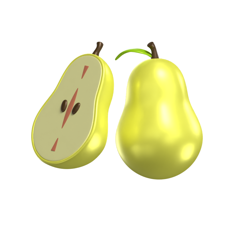 3D Pear Model Whole Fruit And A Sliced One 3D Graphic