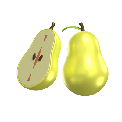 3D Pear Model Whole Fruit And A Sliced One 3D Graphic