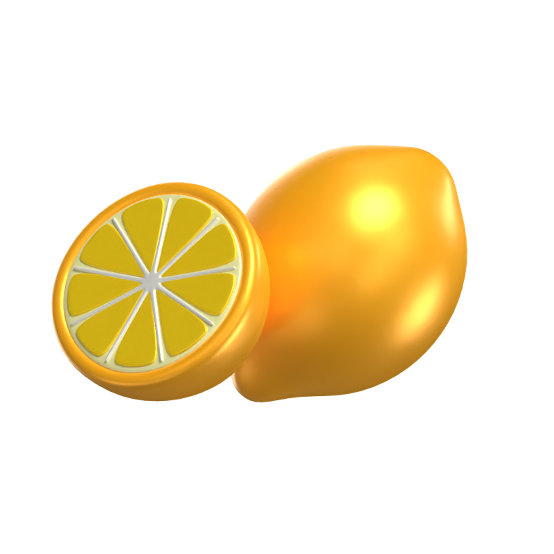 3D Lemon Model Whole Fruit And A Sliced One 3D Graphic