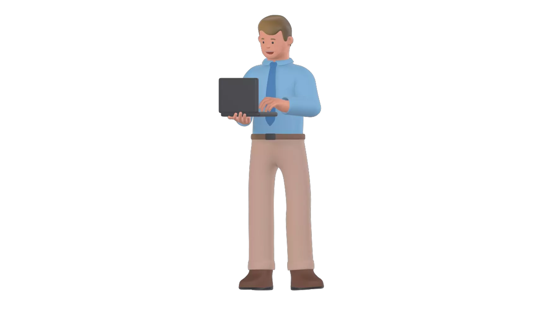 Business Man Bring Laptop 3D Graphic
