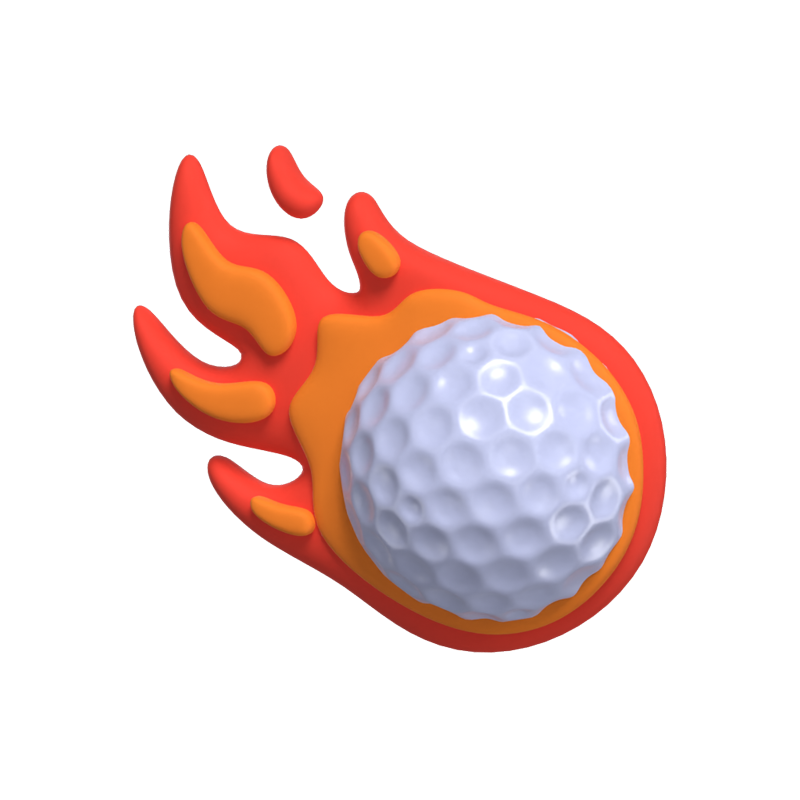Golf  Ball On Fire 3D Icon 3D Graphic
