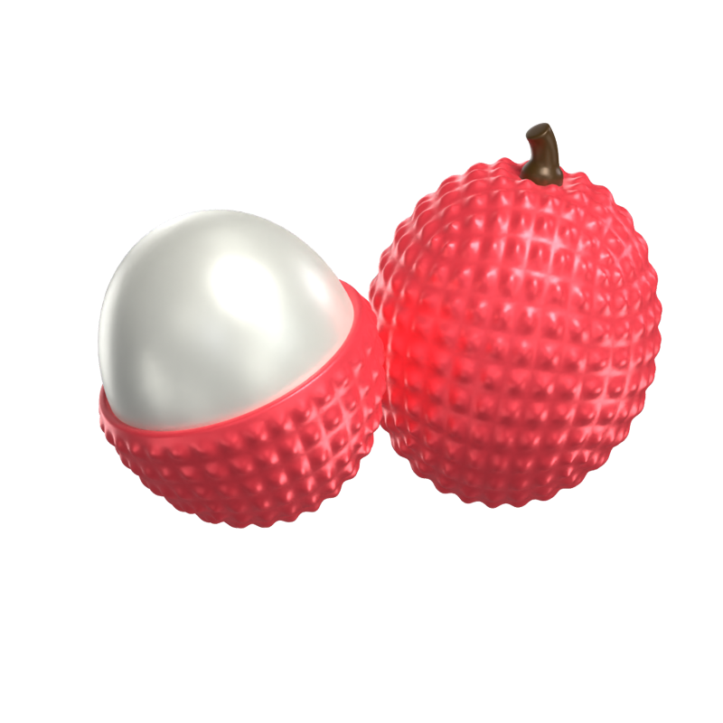 3D Lychee Model Exotic Tropical Fruit With Pulp Exposed 3D Graphic