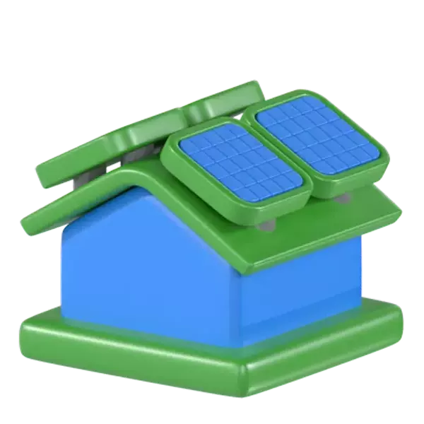 Solar Panel House 3D Graphic