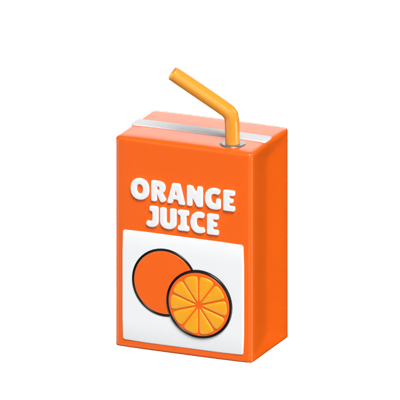 3D Orange Juice Carton Box 3D Graphic