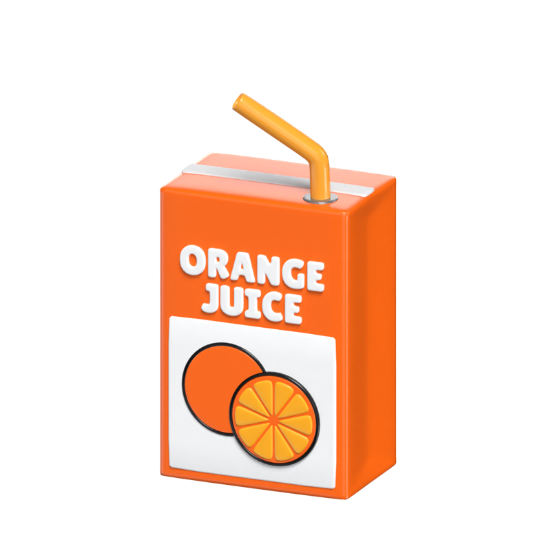 3D Orange Juice Carton Box