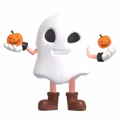 Halloween Ghost With Small Pumpkin 3D Graphic