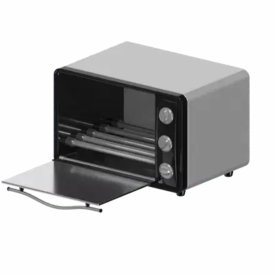 3D Minimalist Microwave Oven Classic Desain With Knob Adjuster 3D Graphic