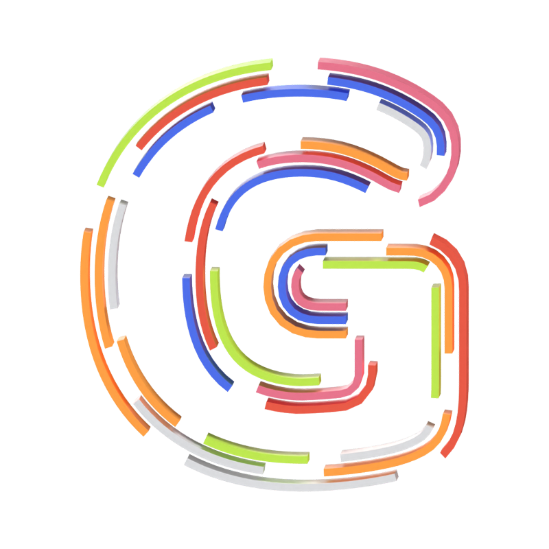 G Letter 3D Shape Stripe Text 3D Graphic