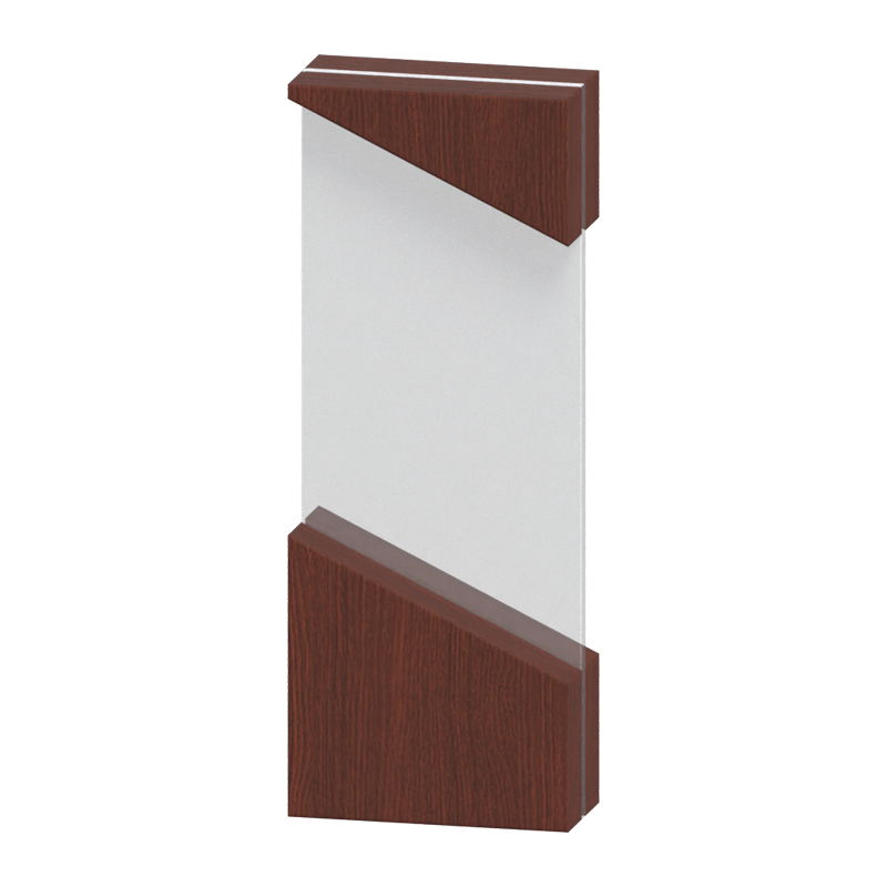 3D Glass Award Plaque With Wooden Details On Top And Bottom Edge