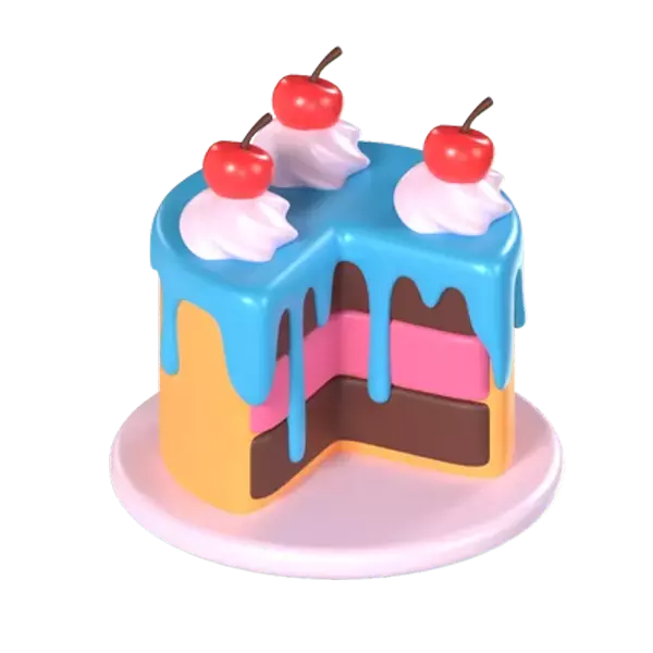 Geburtstags-Schnitten-Kuchen 3D Graphic