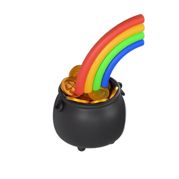 Gold Pot Rainbow 3D Graphic