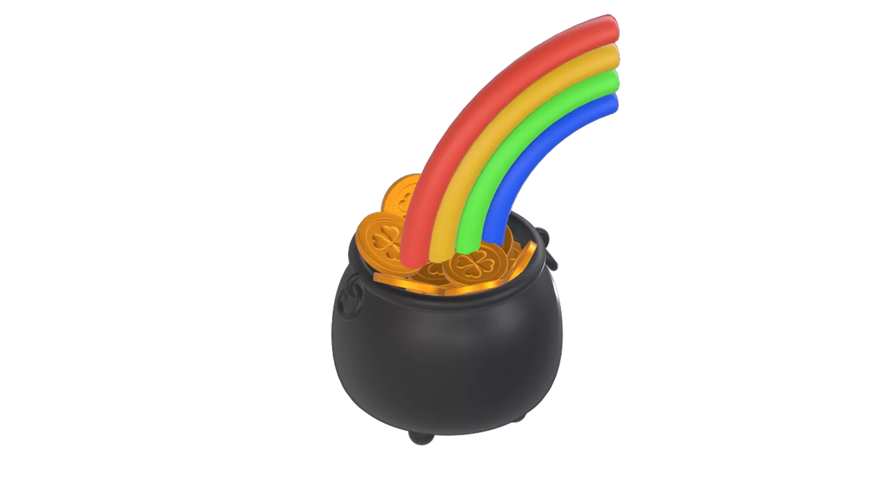 Gold Pot Rainbow 3D Graphic
