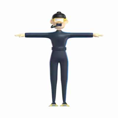Woman In Diving Suit 3D Graphic