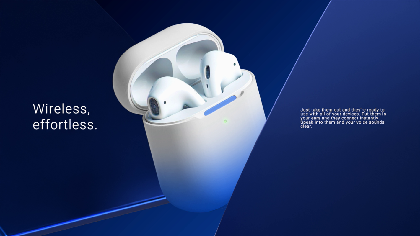 Wireless Headset Ads Design with Elegant, Simple and Abstract Background 3D Banner