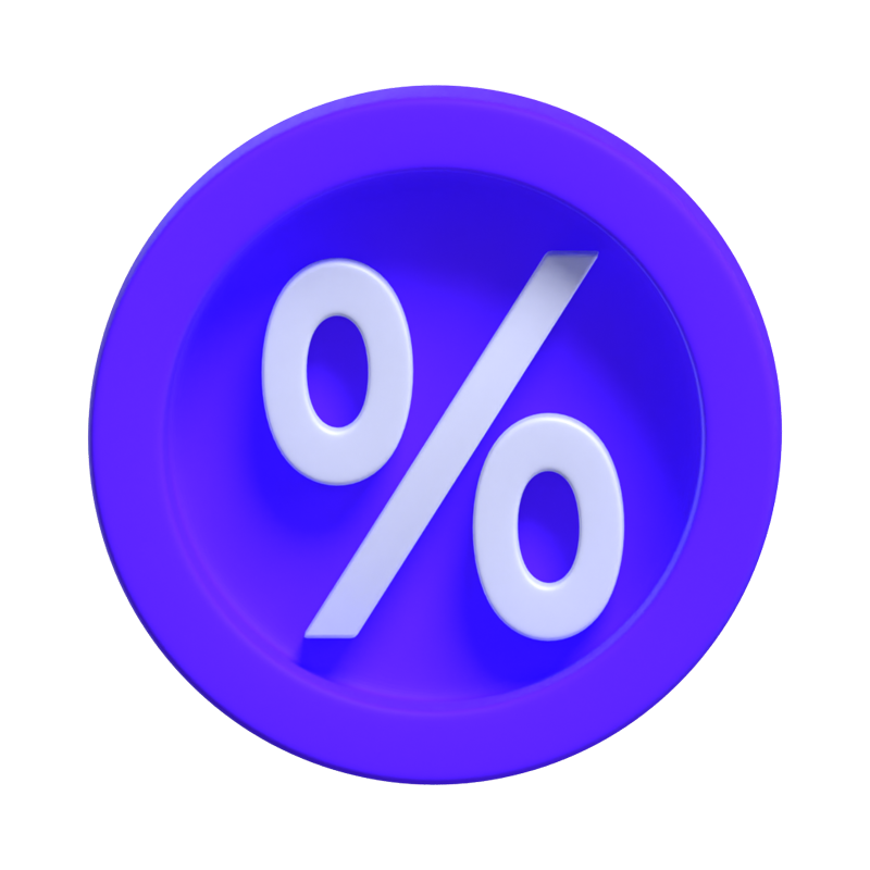 Percentage Symbol On A Circle Badge 3D Graphic
