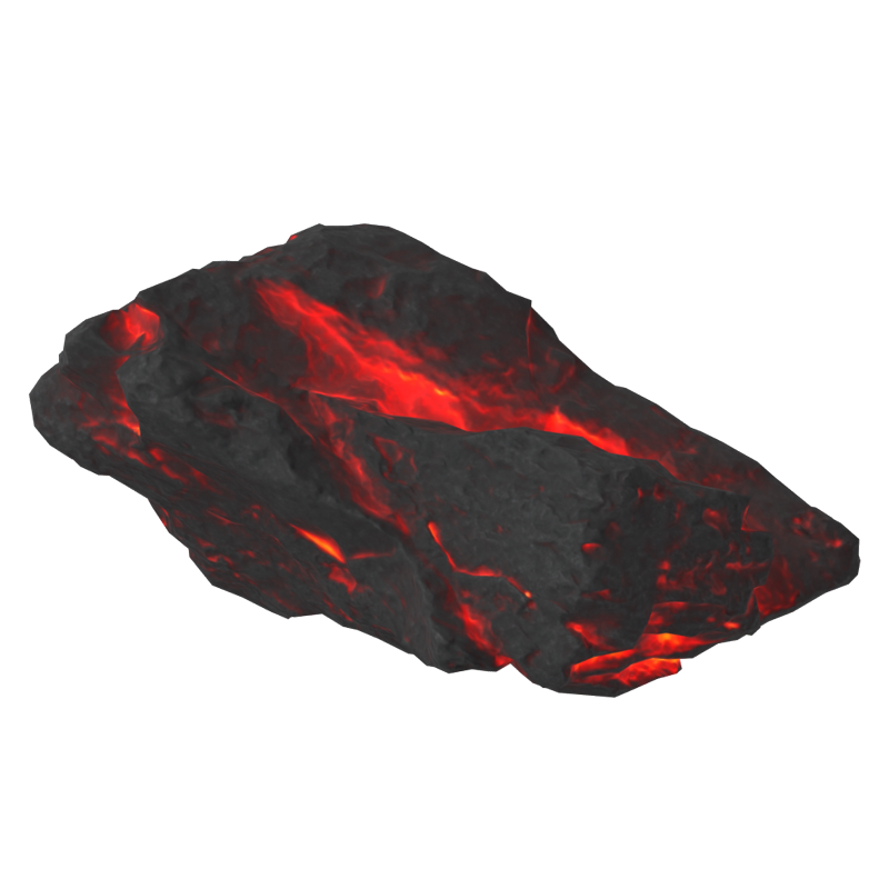 Volcanic Rock 3D Model With Lava Glowing 3D Graphic