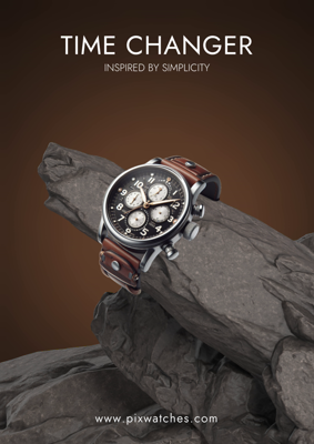Outdoor Kinetic Vintage Watches Advertising Post With 3D Realistic Stone 3D Template