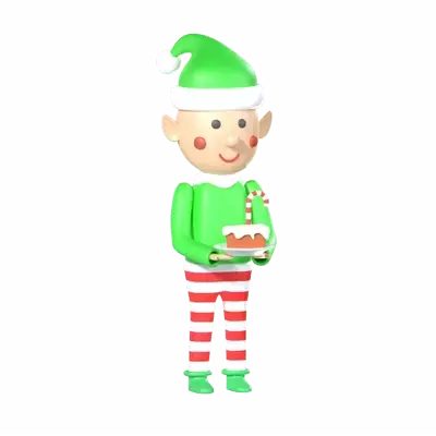 Elf Holding A Cake 3D Graphic