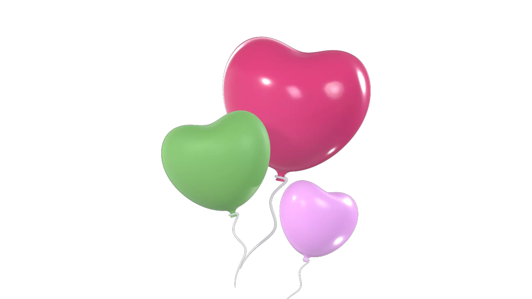Multiple Heart Balloons 3D Graphic