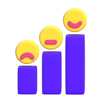 3D Customer Satisfaction Illustrated With Emotion Faces And Bar Chart 3D Graphic
