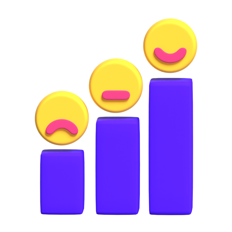 3D Customer Satisfaction Illustrated With Emotion Faces And Bar Chart 3D Graphic