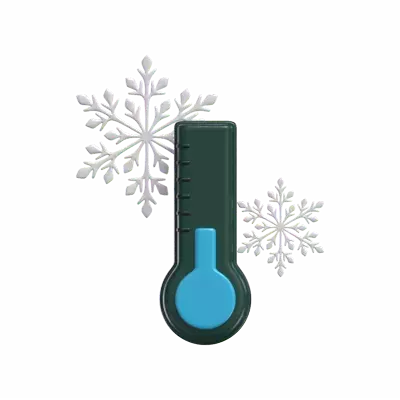 3D Cold Temperature Thermostat With Two Snowflakes 3D Graphic