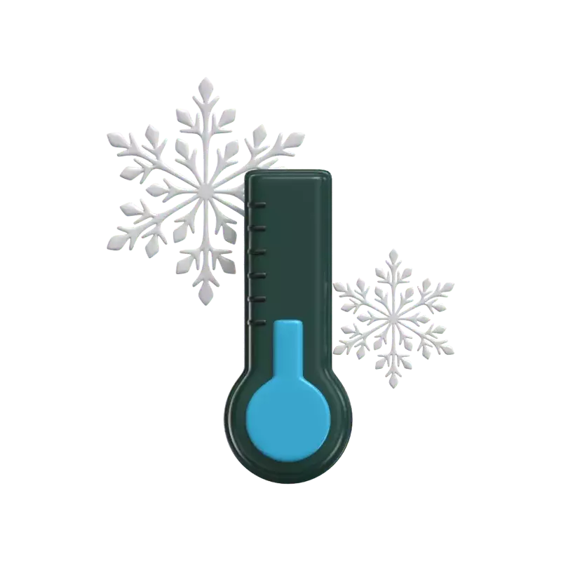 3D Cold Temperature Thermostat With Two Snowflakes