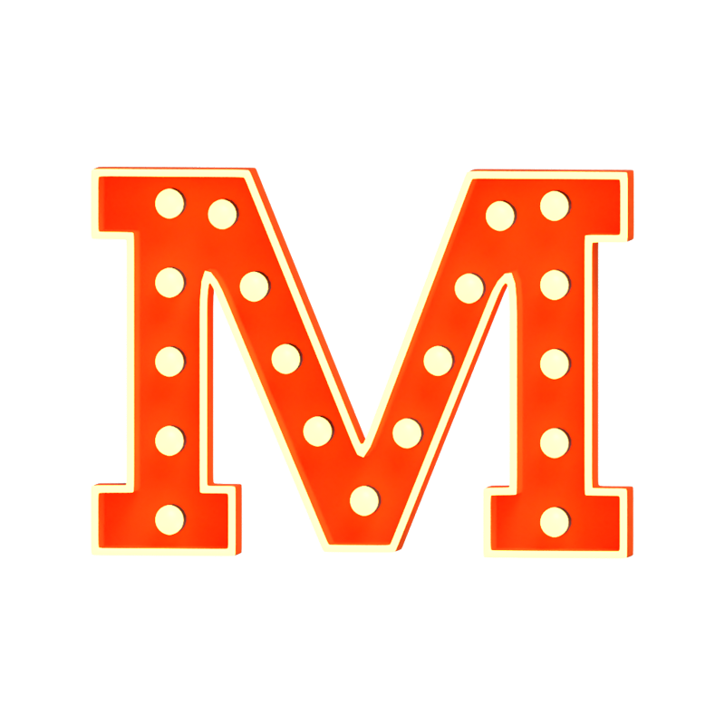 M Letter 3D Shape Marquee Lights Text 3D Graphic