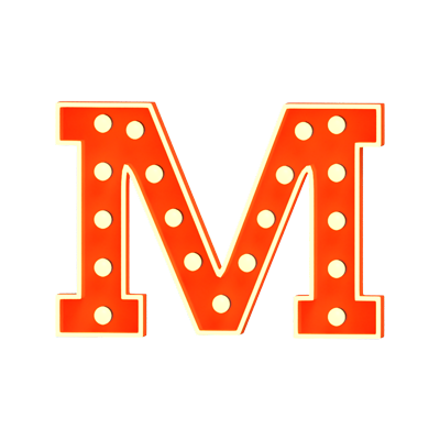 M Letter 3D Shape Marquee Lights Text 3D Graphic