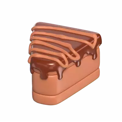 3D Chocolate Cake Slice With Frosting And Glaze 3D Graphic